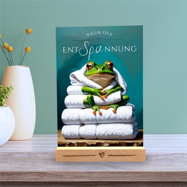 Frosch Schild Wellness Handtuch Entspannung Schild Spruch Türschild Froschschild