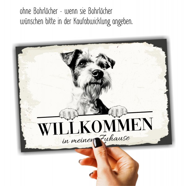 Hundeschild Willkommen Zuhause Foxterrier Foxie Fox Terrier Schild Achtung Spruch