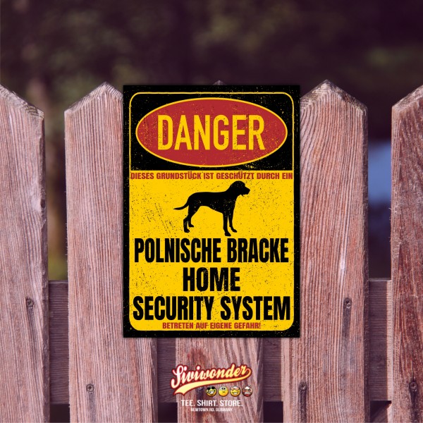 Polnische Bracke Türschild Danger Security System Warnschild Hund Schilder Hundeschild