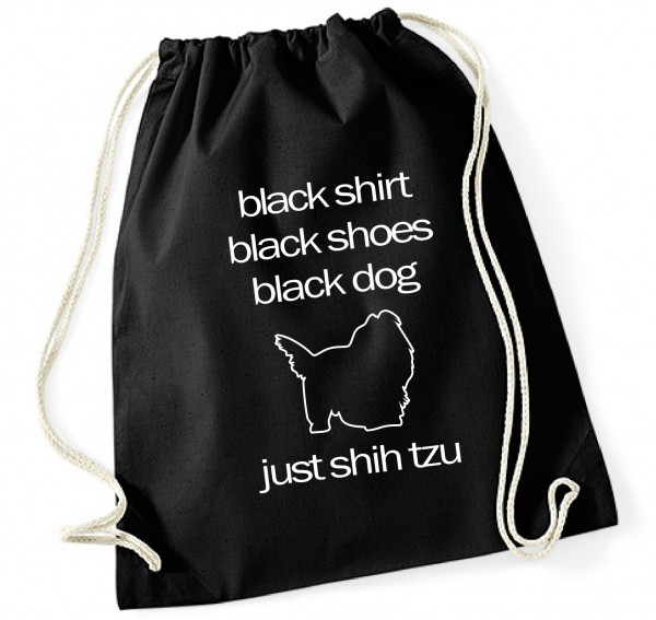 Shih Tzu Turnbeutel Black Dog Hundemotiv Tibet Chinese Lion Dog Chrysanthemum