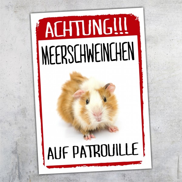 Meerschwein Meerschweinchen auf Patrouille Türschild Warnschild Spruch Schild happy Design by Siviwonder
