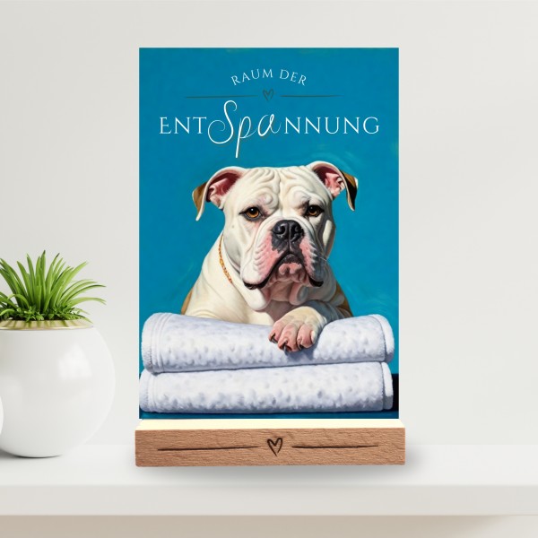 Hundeschild Deko Badezimmer Wellness Bulldog Schild Spruch
