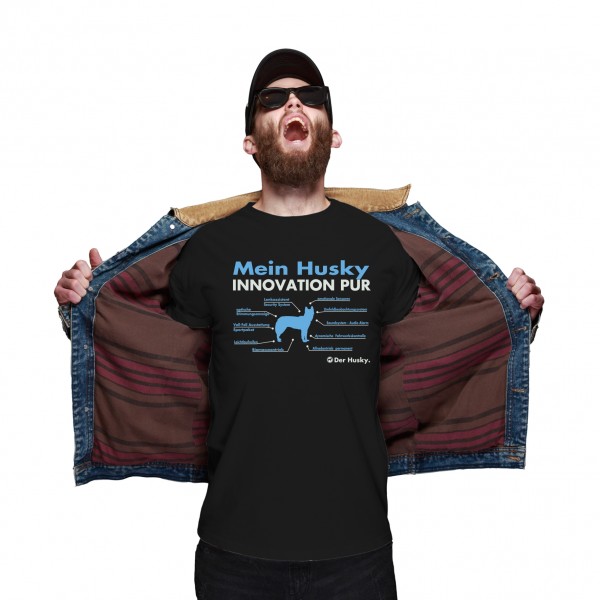 Husky Unisex T-Shirt Innovation Hundemotiv Siberian Icee Sibe Chukcha Huskies Black