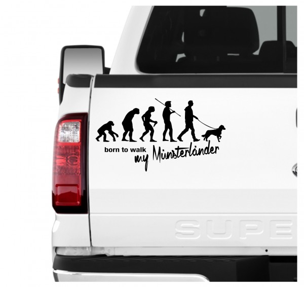 Münsterländer kleiner großer Vorstehhund Jagd Jagdhund Evolution Born to Walk Hunde Aufkleber Sticker Autoaufkleber Wandtattoo Tattoo