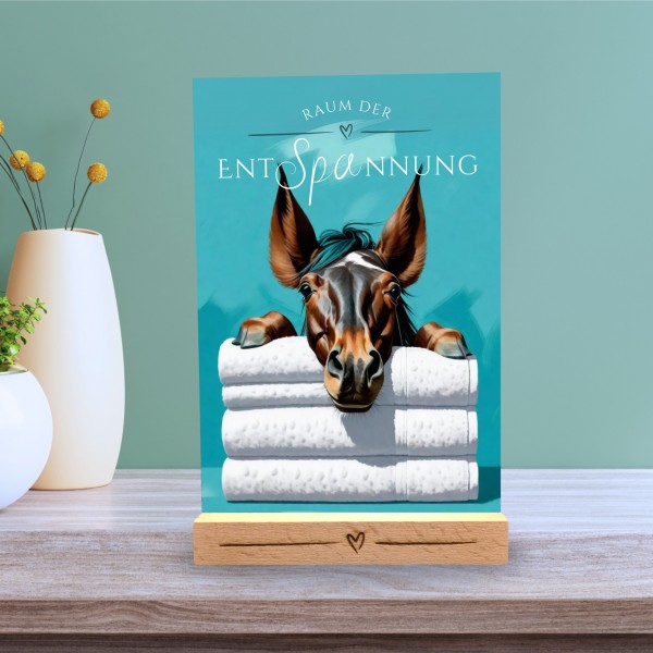 Pferd Schild Wellness Handtuch Entspannung Schild Spruch