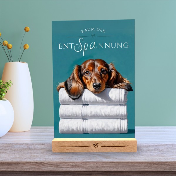 Hundeschild Deko Badezimmer Wellness Dackel Teckel Schild Spruch