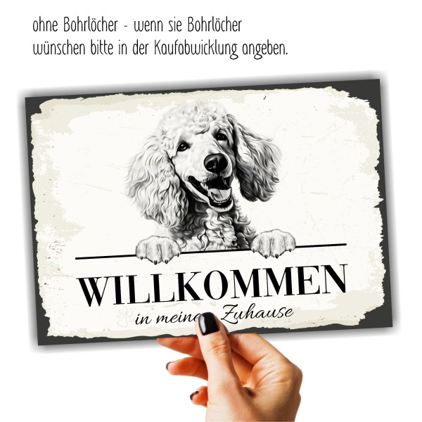 Hundeschild Willkommen Zuhause Pudel Schild Achtung Spruch