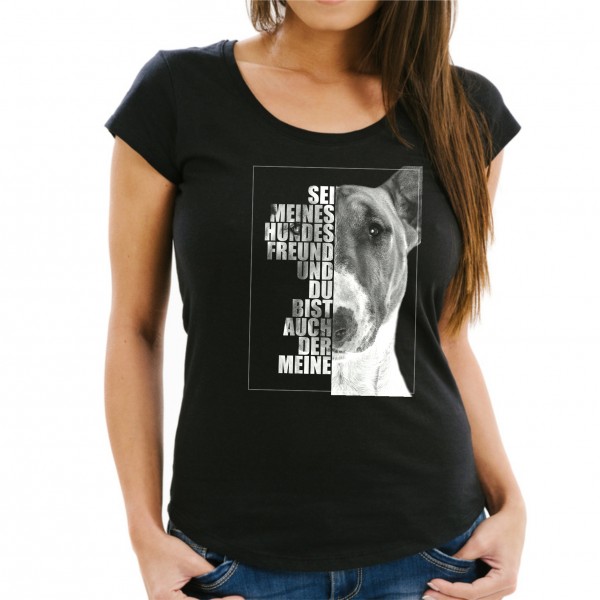 Bullterrier Damen T-Shirt Face Hundemotiv Bully Bull Terrier Gladiator