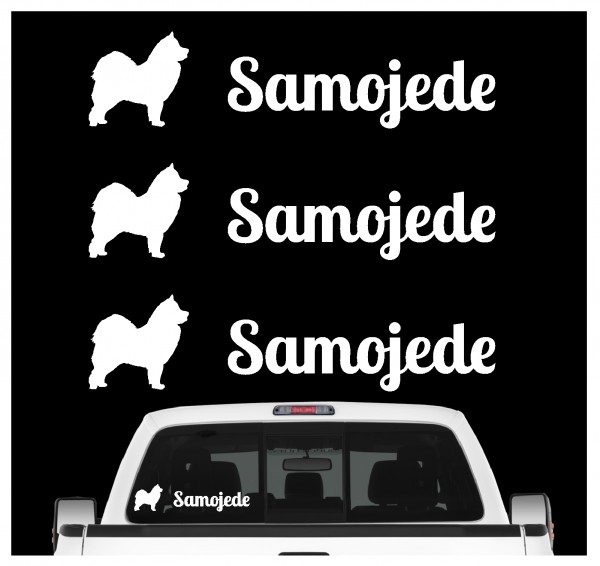 Samojede Sammy Smiley Sobaka Russland 3er Set AUTOAUFKLEBER Aufkleber Hunde Hundemotiv by SIVIWONDER