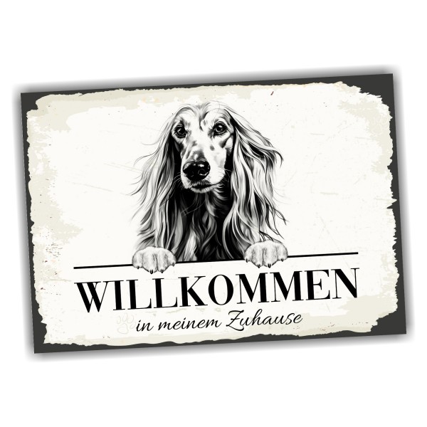 Hundeschild Willkommen Zuhause Afghane Schild Achtung