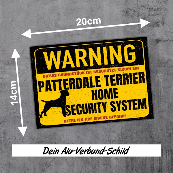 Patterdale Terrier Schild Warning Security System Türschild Hundeschild Warnschild Hund Achtung