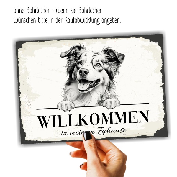Hundeschild Willkommen Zuhause Aussie Terrier Schild Achtung Zaun Frau Spruch Türschild Hundeschild Warnschild Design by Siviwonder