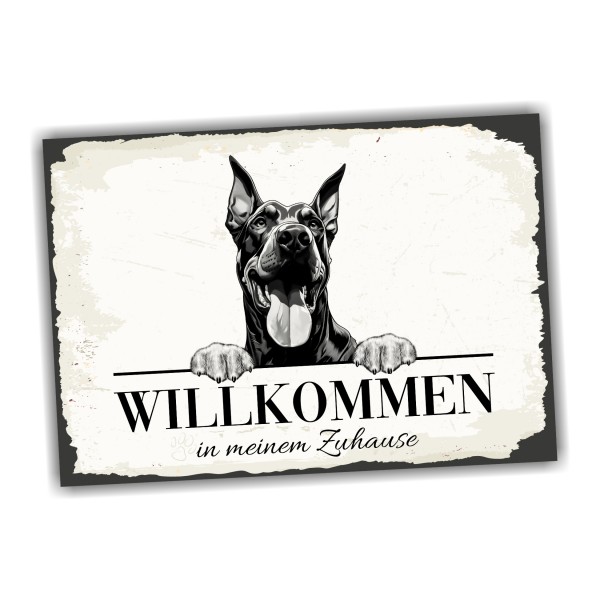 Hundeschild Willkommen Zuhause Dobermann Dobi Schild Achtung Spruch