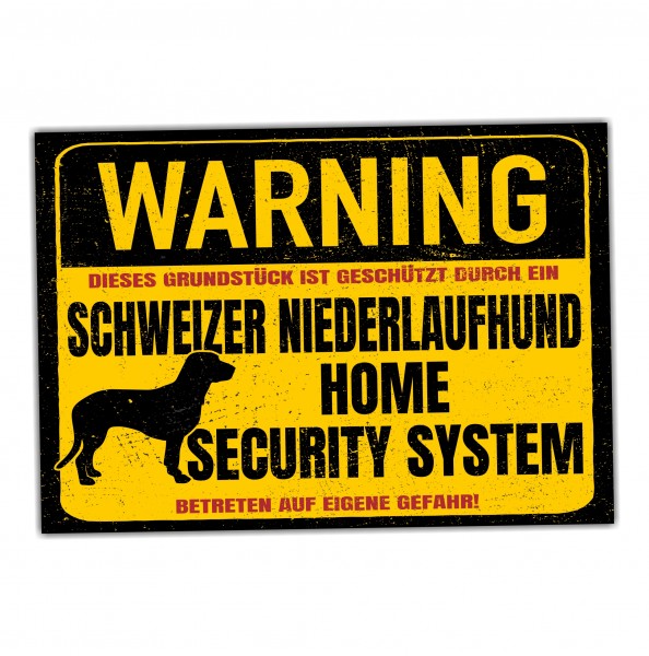 Schild Schweizer Niederlaufhund Warning Security System Türschild Hundeschild Warnschild Hund Jagd