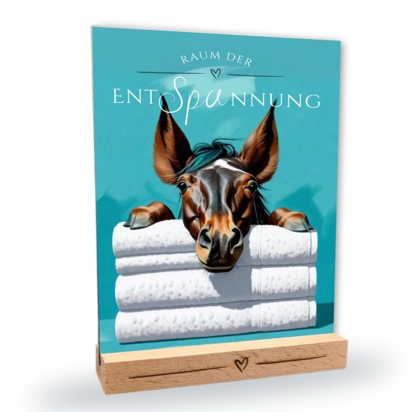 Pferd Schild Wellness Handtuch Entspannung Schild Spruch