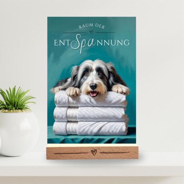 Hundeschild Deko Badezimmer Wellness Bearded Collie Beardie Schild Spruch
