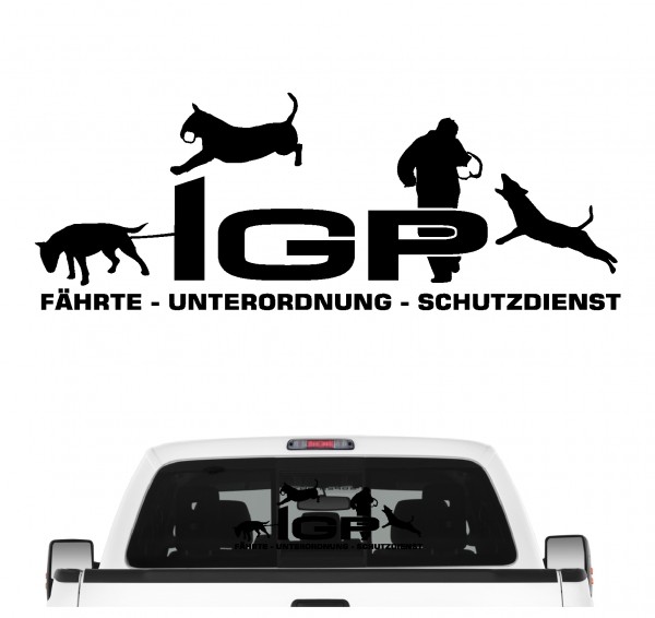Bullterrier IGP Schrift Auto Aufkleber Bull Terrier Autoaufkleber K9 Hundeanhänger ehemals IPO Hundesport