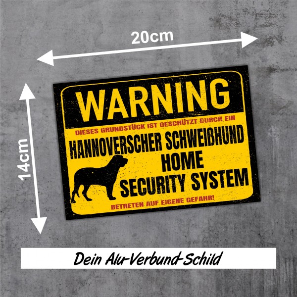 Hannoverscher Schweißhund Schild Warning Security System Türschild Hundeschild Warnschild Schild