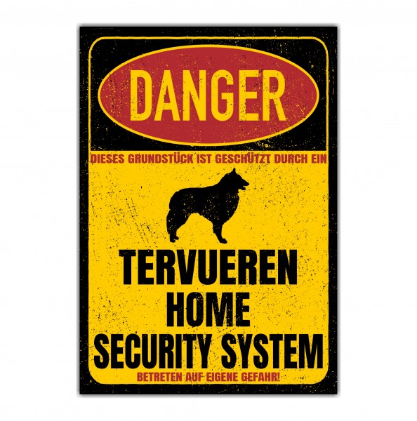 Tervueren Belgischer Schäferhund Belgian Tervueren Türschild Danger Security System Warnschild Hund Schilder Hundeschild