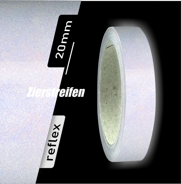 Zierstreifen reflektierend weiß 20mm 10 m Länge für Auto Boot Klebeband Dekorstreifen Reflexstreifen Tuningstreifen Autofolie Siviwonder
