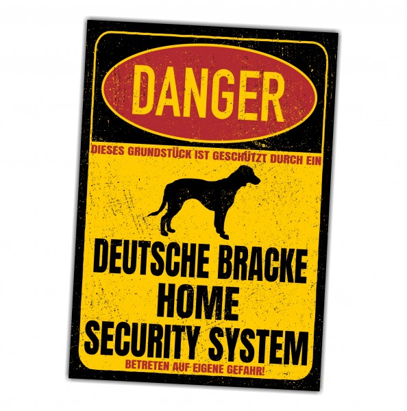 Deutsche Bracke Olper Bracke Bracken Jagdhund Jäger Westfälische Bracke Dog Türschild Danger Security System Warnschild Hund Schilder Hundeschild happy Design by Siviwonder