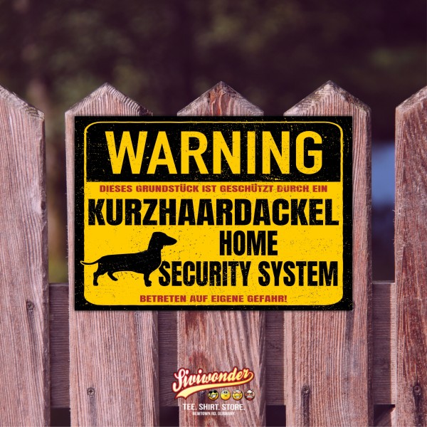 Kurzhaardackel Dackel Schild Warning Security System Türschild Hundeschild Warnschild Hund