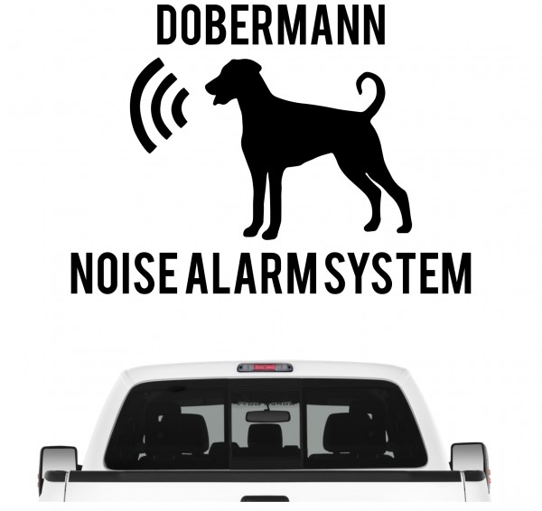 Dobermann Unkupiert Noise Alarmsystem Auto Aufkleber Hund Folie Wandtattoo Tattoo Sticker Dobi Dobie Doberman Pinscher