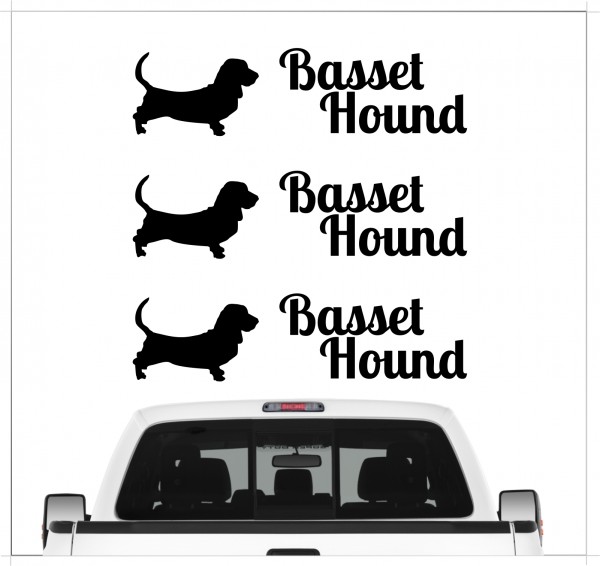 Basset Hound Hush Puppy Dog 3er Set AUTOAUFKLEBER Aufkleber Hunde Hundemotiv by SIVIWONDER