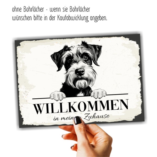 Hundeschild Willkommen Zuhause Schnauzer Schild Achtung Spruch