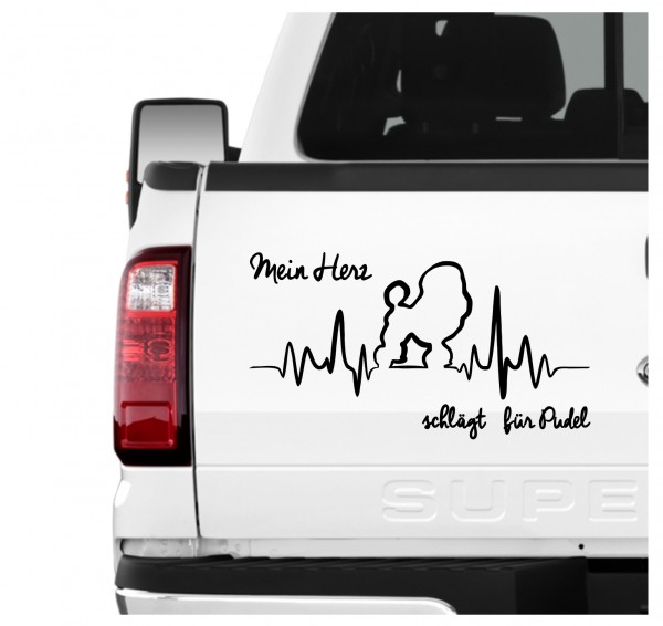 Pudel Pudle Poodle Caniche Barbone Großpudel Zwergpudel Dog Hundeaufkleber Herz AUTOAUFKLEBER Aufkleber Hunde HEARTBEAT EKG by SIVIWONDER