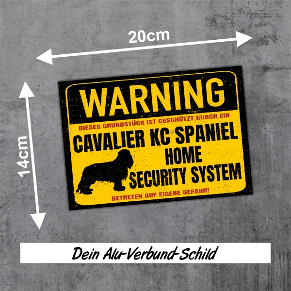 Cavalier King Charles Spaniel Dog Schild Warning Security System Türschild Hundeschild Warnschild