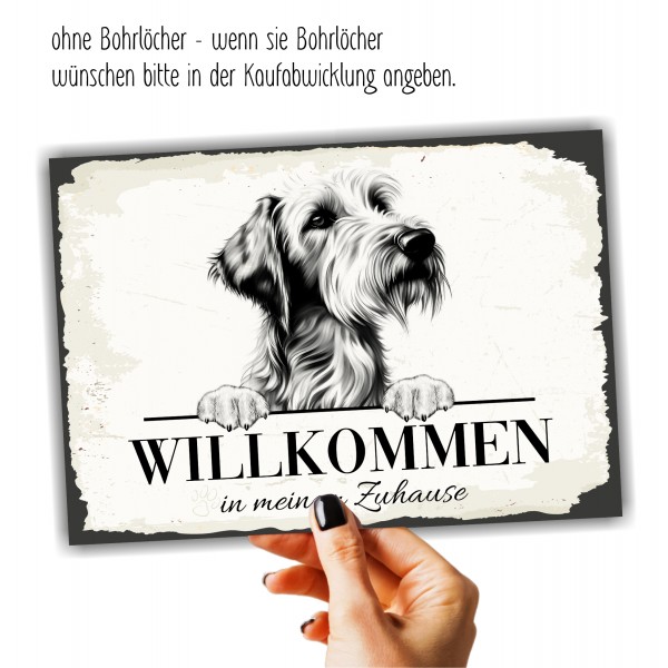 Hundeschild Willkommen Zuhause Irish Wolfhound Schild Achtung Spruch