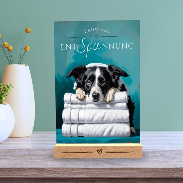 Hundeschild Deko Badezimmer Wellness Border Collie Schild
