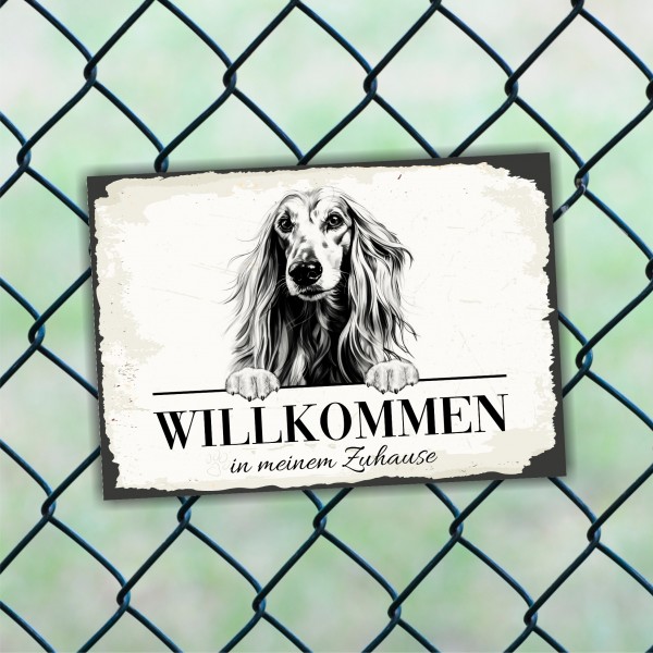 Hundeschild Willkommen Zuhause Afghane Schild Achtung