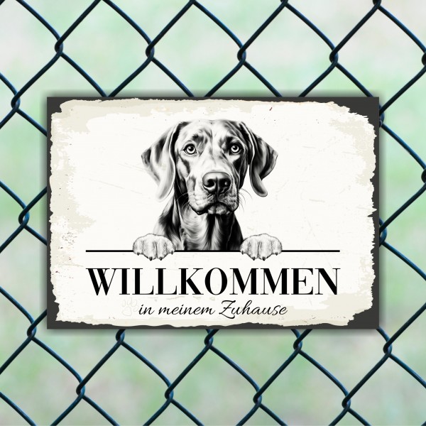 Hundeschild Willkommen Zuhause Weimaraner Weim Schild Achtung Spruch Türschild