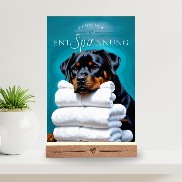 Hundeschild Deko Badezimmer Wellness Rottweiler Rottie Schild Spruch