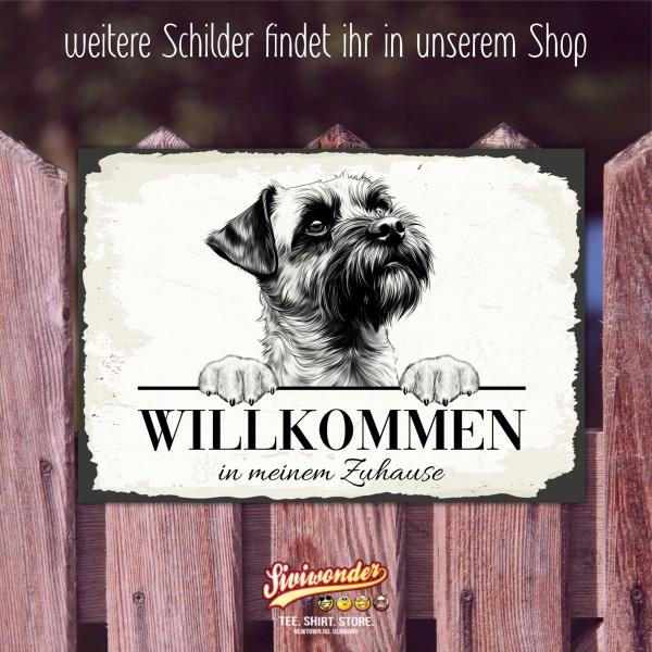 Hundeschild Willkommen Zuhause Border Terrier Schild Achtung Spruch Türschild Hundeschild