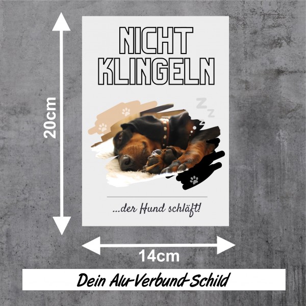 Dackel nicht klingeln schlafen Schild Dog Hund Magazin Spruch Türschild Hundeschild