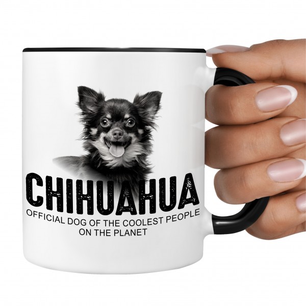 Chihuahua Chi Chis Langhaar Motiv Chiwawa dog Schiwawa Dog cool Leute lustig Dog Tasse Kaffeetasse Kaffeebecher happy Design by Siviwonder