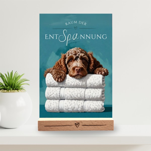 Hundeschild Deko Badezimmer Wellness Lagotto Romagnolo Schild Spruch