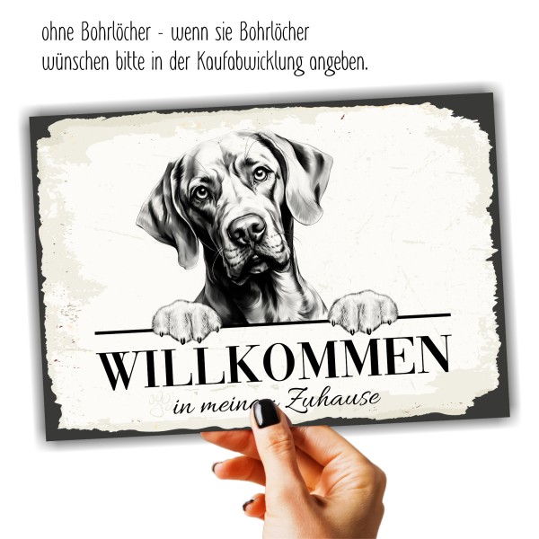 Hundeschild Willkommen Zuhause Weimaraner Weim Schild Achtung Spruch