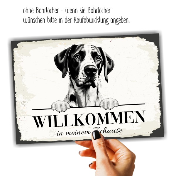 Hundeschild Willkommen Zuhause English Pointer Schild Achtung Spruch Türschild