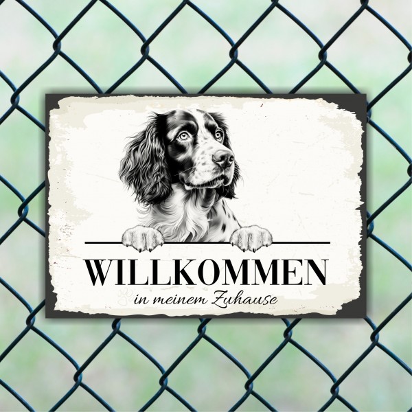 Hundeschild Willkommen Zuhause Springer Spaniel Schild Achtung Spruch