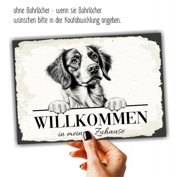 Hundeschild Willkommen Zuhause Epagneul Breton Schild Achtung Spruch