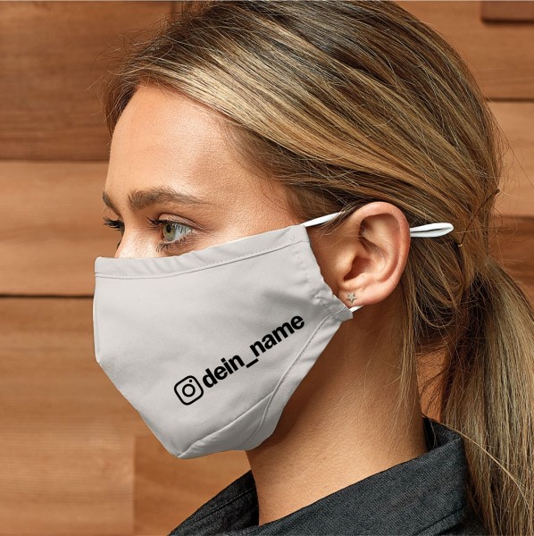 Deine Insta Name Maske Mundschutz Behelfsmaske Face Cover silver