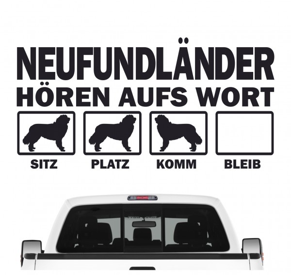Neufundländer Neufi Newf Newfie The Gentle Giant Hört aufs Wort Hunde Aufkleber Sticker Autoaufkleber Wandtattoo Tattoo