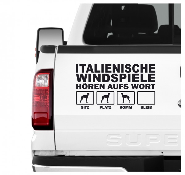 Italienisches Windspiel Italian Greyhound Piccolo Levriero Italiano Hört aufs Wort Hunde Aufkleber Sticker Autoaufkleber Wandtattoo Tattoo