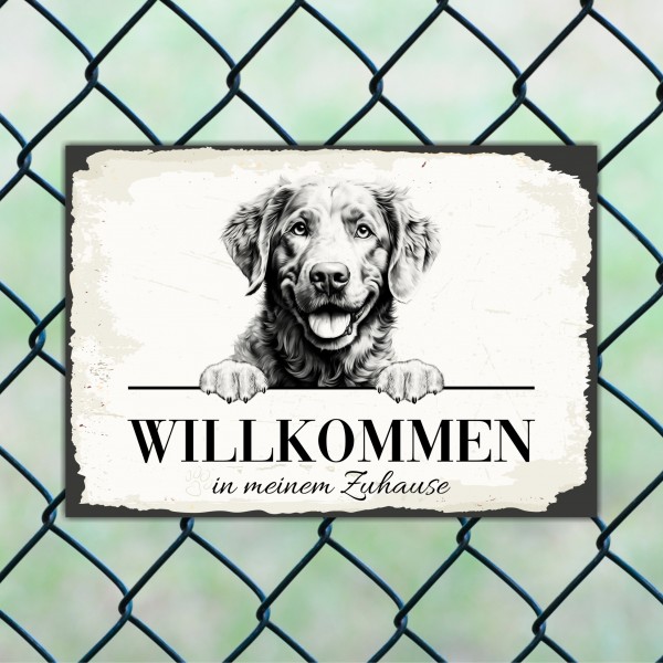 Hundeschild Willkommen Zuhause Chesapeake Bay RetrieverSchild Achtung