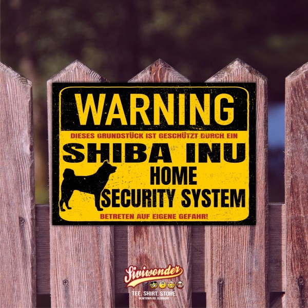 Schild Shiba Inu Japan Warning Security System Türschild Hundeschild Warnschild Hund Achtung