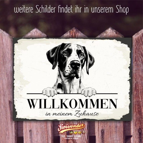 Hundeschild Willkommen Zuhause English Pointer Schild Achtung Spruch Türschild